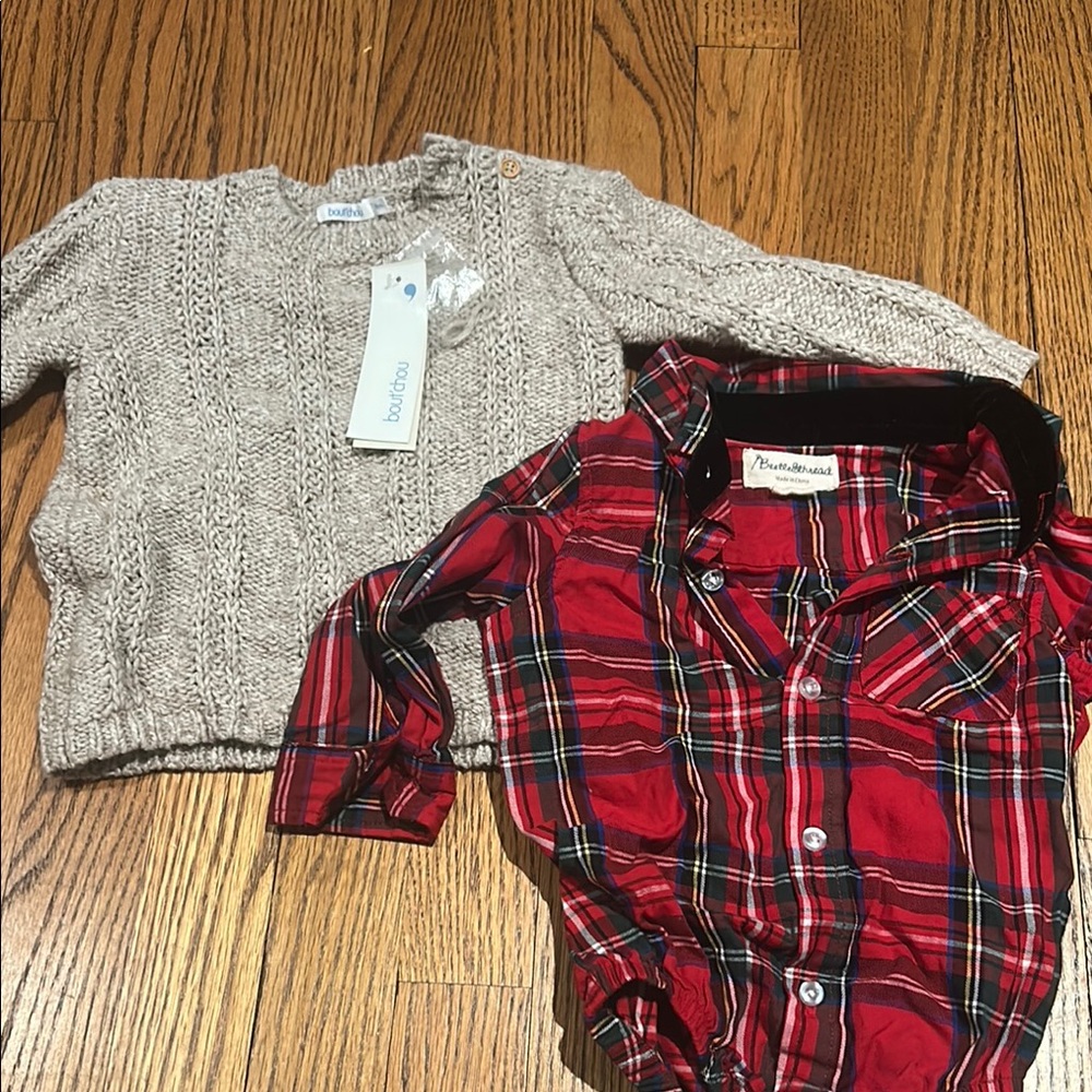 Bon Bebe Red and Gray Sweater for Cozy Comfort